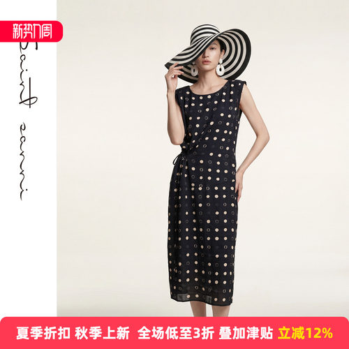 圣轩尼夏季轻薄波点收腰连衣裙