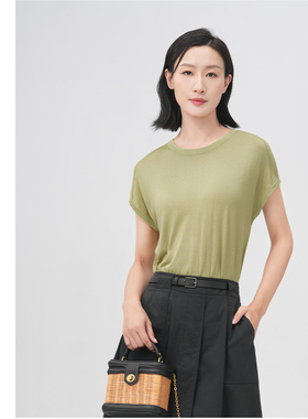 圣轩尼舒适针织合体H版型圆领多色可选短袖女士T恤GF127