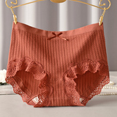 女纯棉裆无痕提臀中高腰性感日系三角裤 4条装 莫代尔女士内裤 胖mm