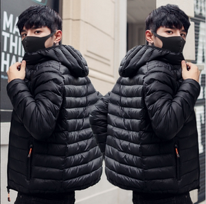 棉衣男士外套2023新款轻薄羽绒棉服短款修身学生帅气潮牌连帽棉袄