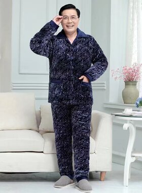 老年人加厚加绒外套三层夹棉男装