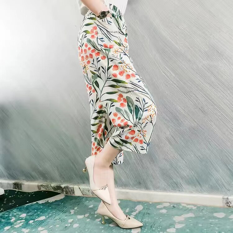 奶奶时尚中裤子中老年人造棉七分裤女老太太夏季休闲运动裤纯棉绸