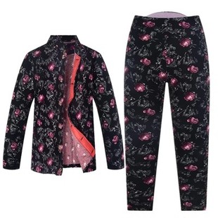 洋气 时尚 奶奶驼绒睡衣女冬天保暖棉衣棉裤 老人老太太加厚棉袄套装