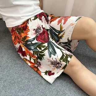 女纯棉绸老人透气凉爽奶奶阔腿五分裤 2025夏季 睡裤 老太太短裤 新款