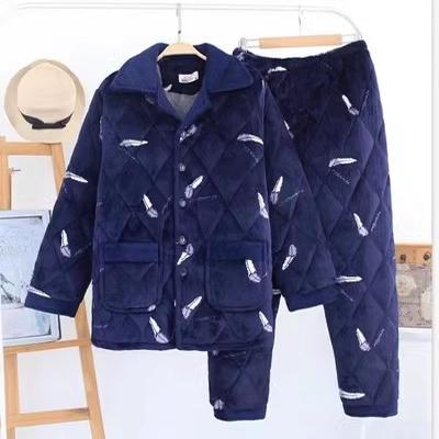 8090岁爷爷珊瑚绒夹棉宽松外套男