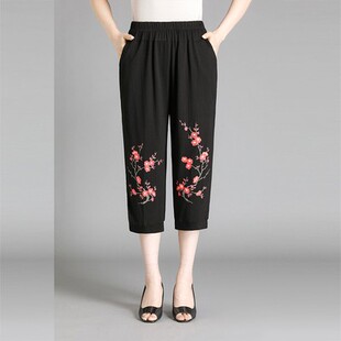 老人高腰短裤 200斤老太太中裤 夏宽松加肥加大码 奶奶莫代尔七分裤