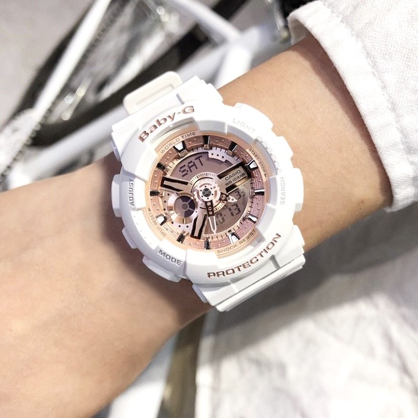 卡西欧casio手表女babyg海洋之心玫瑰金ba130学生防水运动电子女