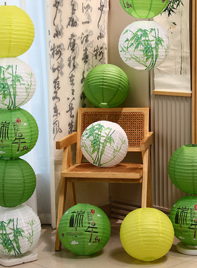 端午节绿色纸灯笼2025新款古风摆件节日氛围场景布置装饰立柱宫灯