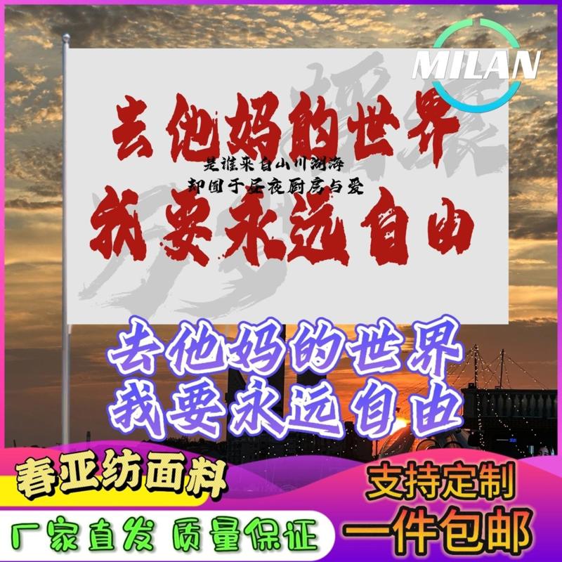 去他妈的世界我要永远自由应援旗户外登山大旗音乐节周边旗帜定制
