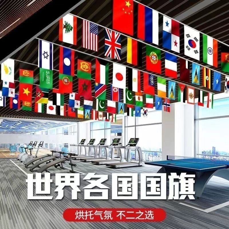 世界各国国旗串旗 办公室会议室氛围布置挂旗装饰 万国旗串旗装横