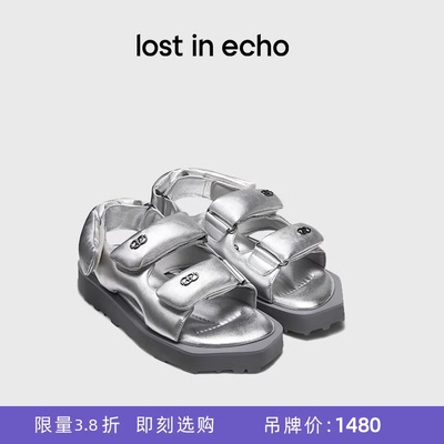 lostinecho厚底双条带凉鞋女