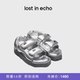 echo休闲厚底增高外穿舒适银色切面底双条带凉鞋 断码 lost