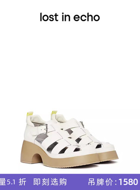 [断码]lostinecho新款真皮编织罗马鞋女凉鞋镂空复古单鞋