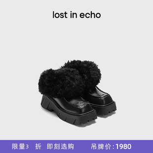 lost 断码 明星同款 echo毛绒厚底增高方头保暖雪地靴短靴