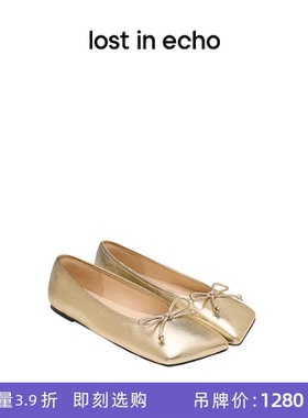 [断码]lost in echo夏季款斜方头平底蝴蝶结芭蕾舞鞋浅口单鞋女