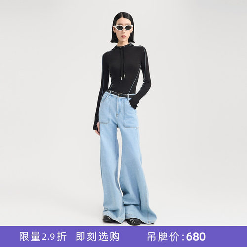 lostinecho连帽羊毛针织衫女