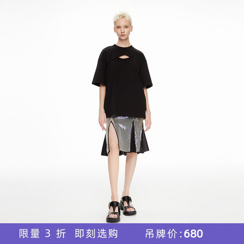 lostinecho短袖交叉镂空长款