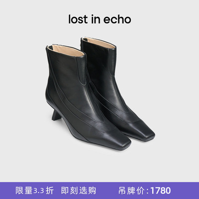 lostinecho猫跟尖方头短靴女