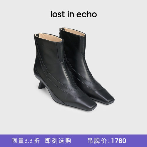 lostinecho猫跟尖方头短靴女