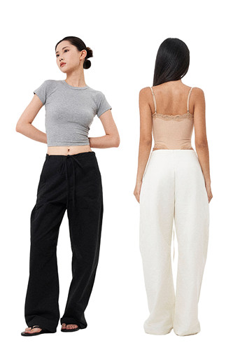 百搭肌理棉宽松休闲裤夏女