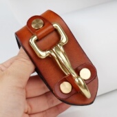 卡卡巴拉拉牛皮腰挂钥匙扣复古手工穿皮带汽车钥匙扣腰带U钥匙扣