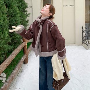 P180K268 麂皮绒复合羊羔毛外套2567款 现货2025年冬季 新款