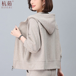 运动休闲上衣时尚拉链妈妈女款开衫卫衣2025春秋超火洋气新款外套