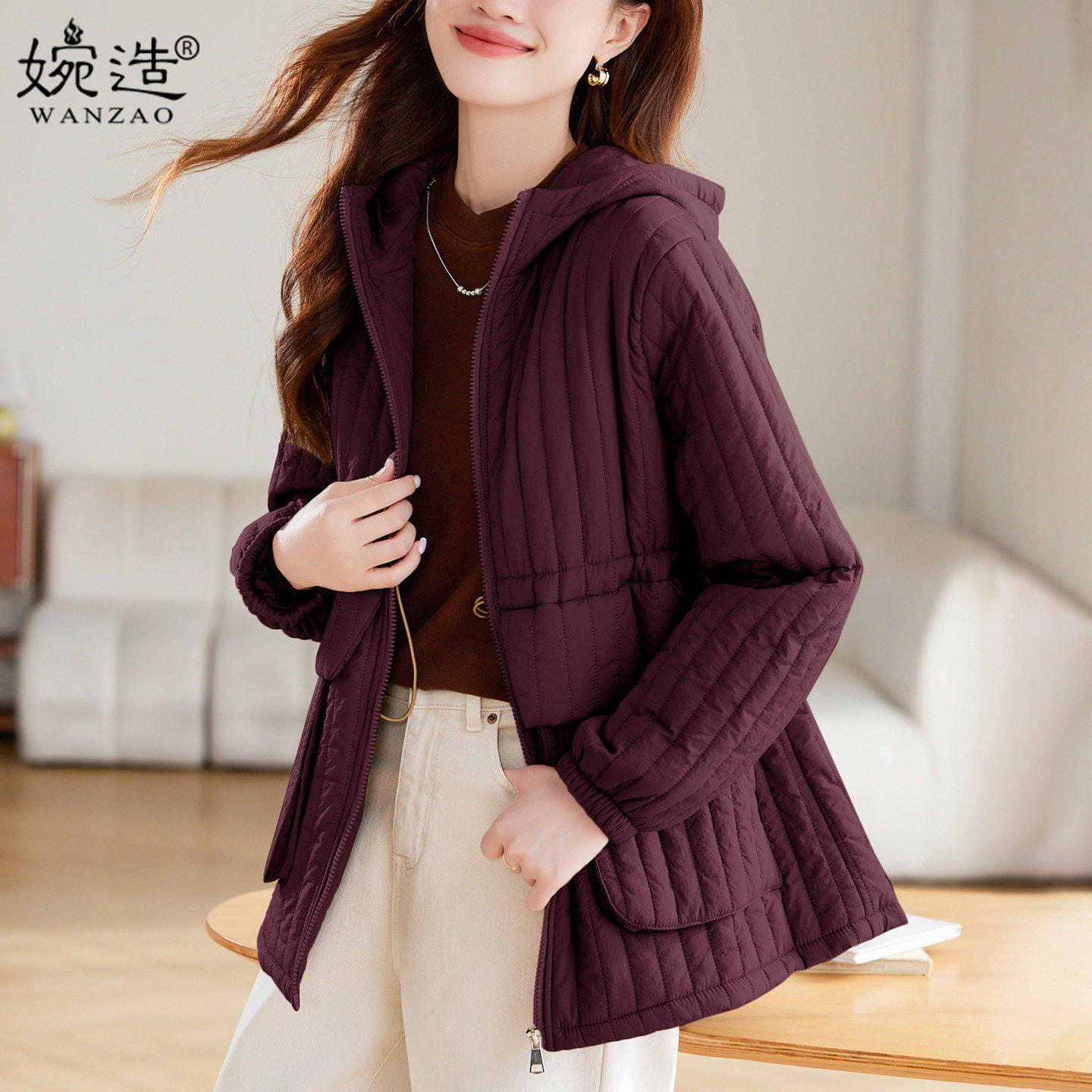 时尚轻薄棉衣棉服女2025冬季新款妈妈收腰显瘦休闲宽松加厚棉外套,女装/女士精品,棉衣/棉服,淘宝优惠券,粉丝福利购,淘宝优惠卷