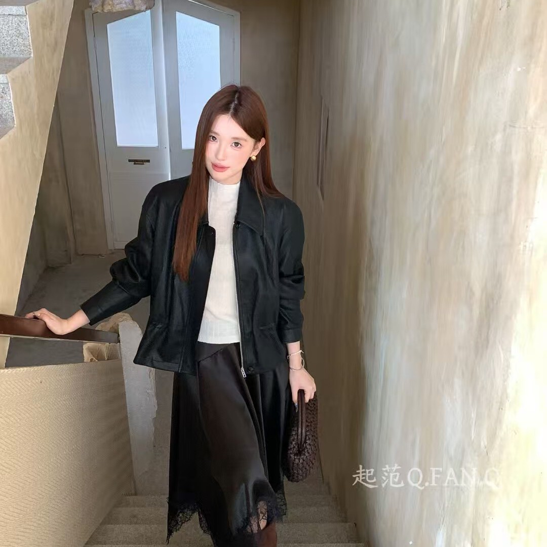 起范-26年秋上新设计感美式风宽松舒适皮衣(不含内搭下装)89882图片