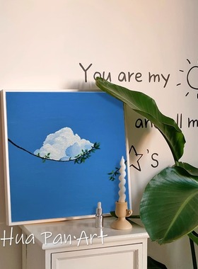 卧室床头小清新摆画北欧风格ins风现代简约蓝色 云朵客厅装饰画