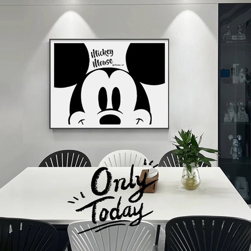 现代简约黑白米奇电表箱装饰画