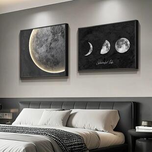 简约现代卧室床头月球装饰画房间挂画高档轻奢客厅餐厅高级感壁画