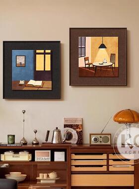 中古风美拉德客厅装饰画卡通复古小众沙发背景墙挂画卧室餐厅壁画