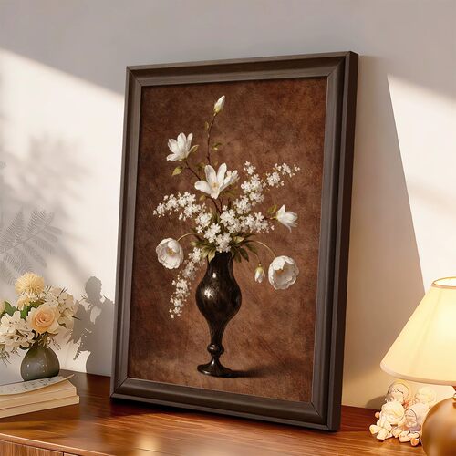 kc中古风花卉高级感客厅餐厅挂画