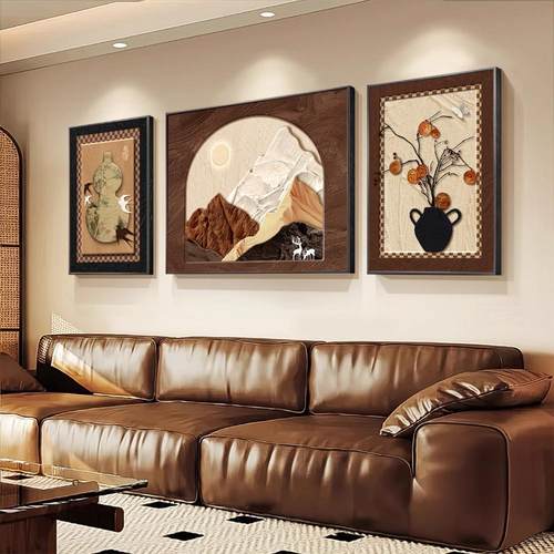 kc中古风柿柿如意客厅复古装饰画