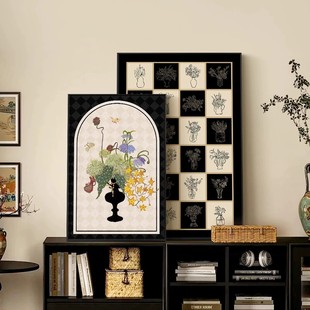 法式高级感客厅电视柜摆件装饰画中古风卧室玄关斗柜桌面摆画挂画