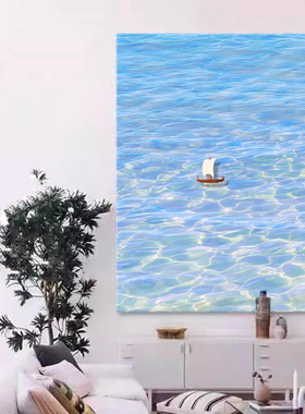 现代简约一帆风顺玄关装饰画大海壁画小众艺术客厅沙发背景墙挂画