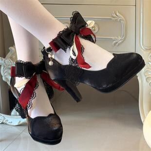 珍妮晚宴秋田原创lo鞋lolita鞋日常百搭单鞋高跟鞋优雅新款女鞋
