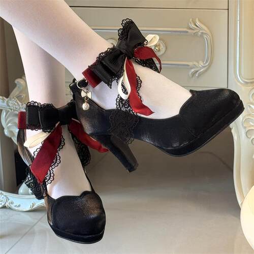 秋田Lolita晚宴高跟单鞋