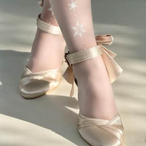 秋田原创高跟女鞋新品蝴蝶结单鞋