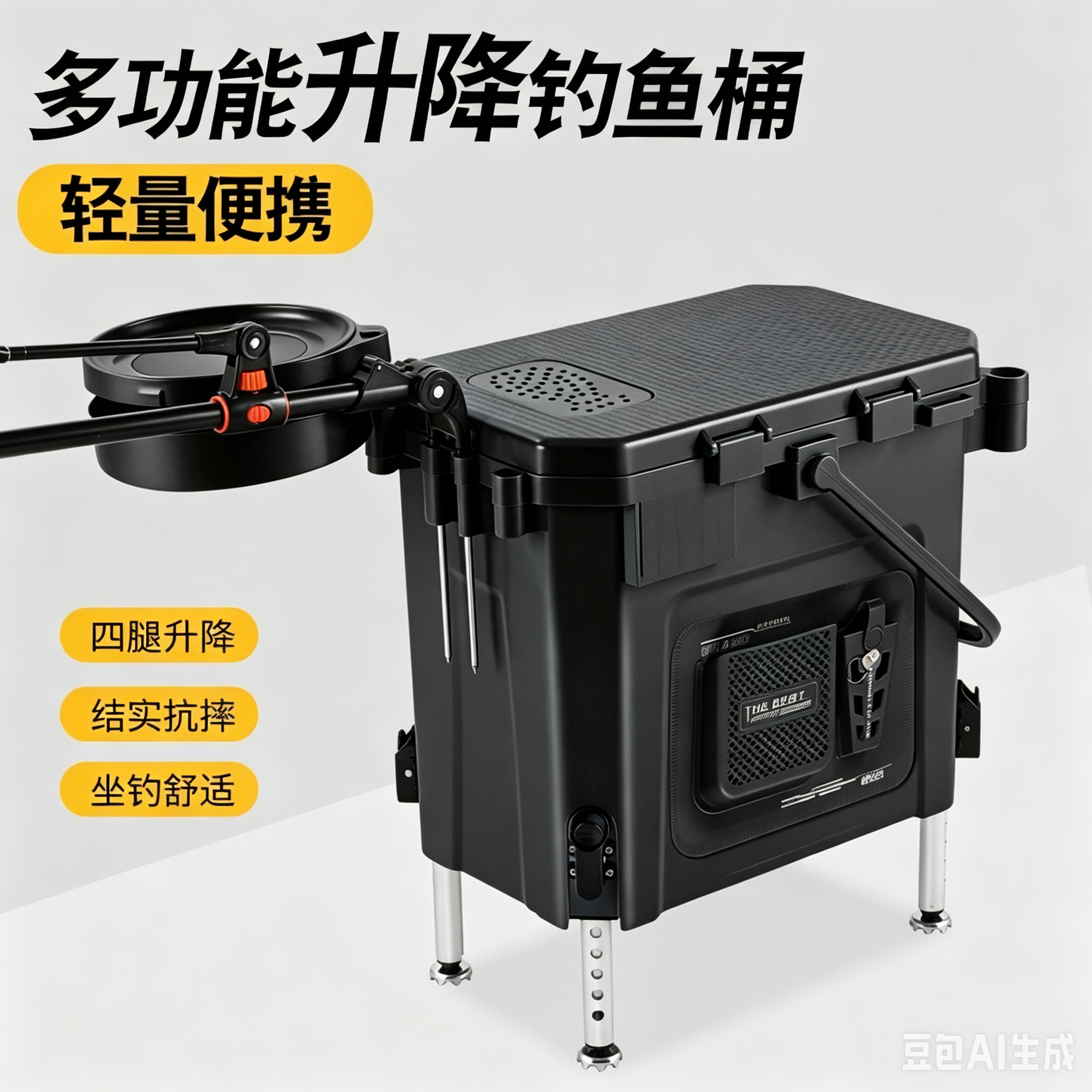 便携28升钓箱带升降腿多功能钓箱一体钓箱钓鱼箱