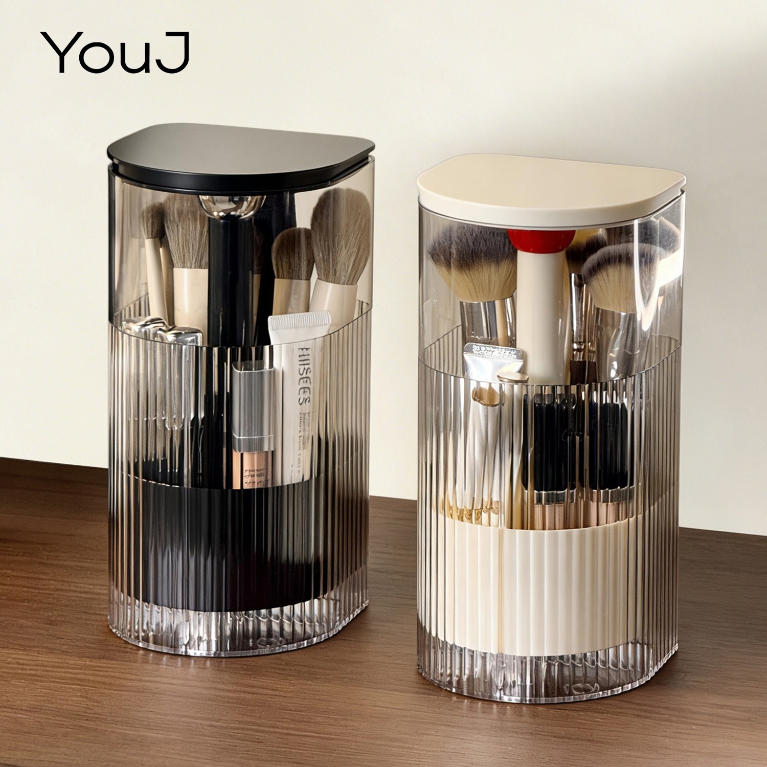 化妆刷收纳筒旋转高级感防尘刷子收纳桶眉笔眼影刷收纳盒带盖笔筒,收纳整理,化妆刷收纳盒/桶,淘宝优惠券,粉丝福利购,淘宝优惠卷