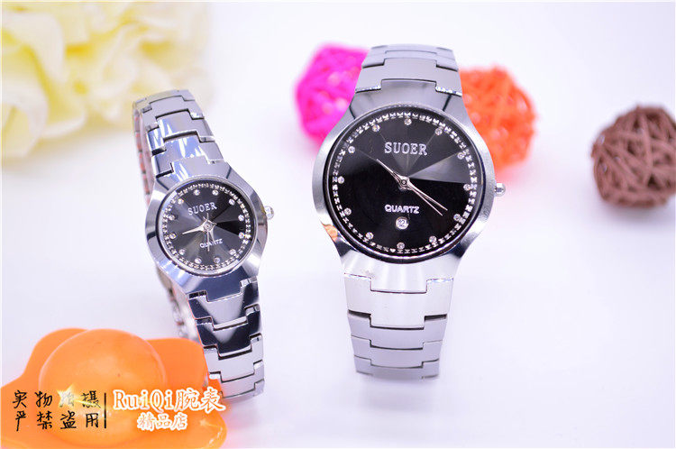 正品索尔钨钢表 商务休闲时尚情侣对表 学生腕表 特价包邮