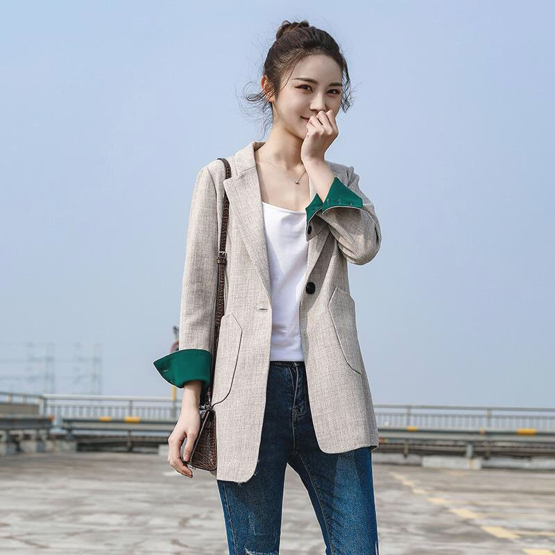 2025韩版格子休闲网红小西装外套女新款春秋西服套装上衣英伦风潮