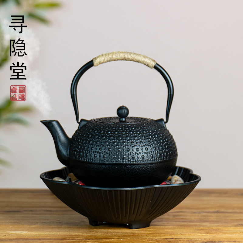 中式茶室博古架铁壶摆件围炉煮茶烧水壶泡茶专用静音电陶炉煮茶炉