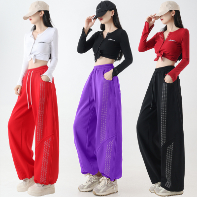 2026春季烫钻阔腿广场舞弯刀裤