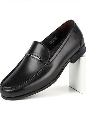 宾度男鞋新款真皮透气平底套脚一脚蹬防臭豆豆鞋乐福鞋休闲鞋皮鞋