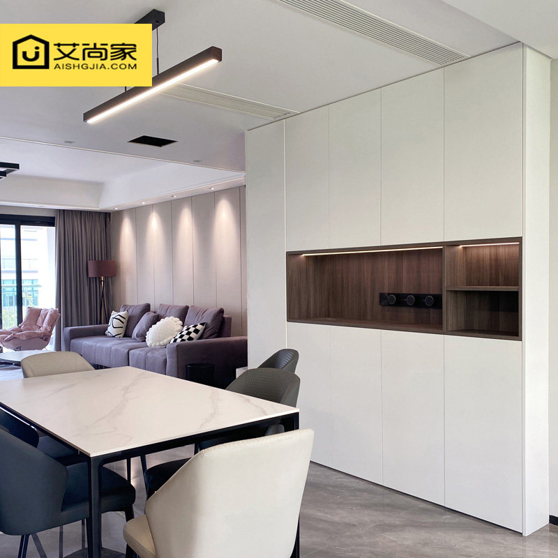 北京全铝现代简约餐边柜定制轻奢酒柜一体靠墙餐厅储物柜玄关柜
