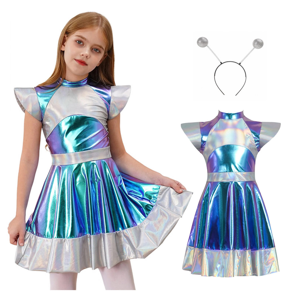 未来科技主题服装儿童外星人cos服元宇宙赛博机器人小学生走秀服