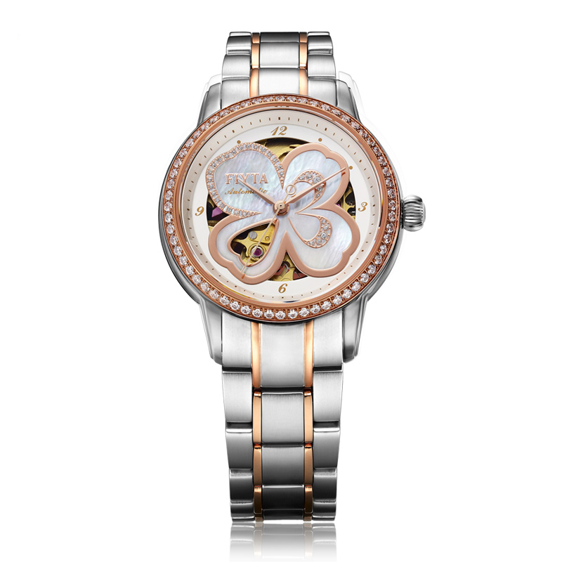 飞亚达四叶草镂空全自动机械表